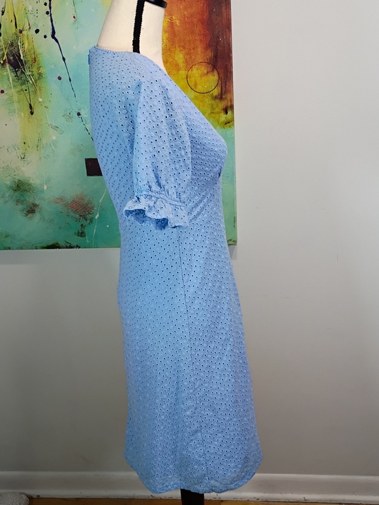 Lulus Light Blue Eyelet Lace V-Neck Midi Dress - Picture 3 of 4